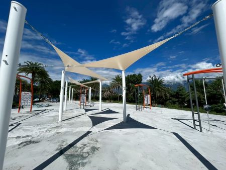 Sail Shade of Adult Fitness Zone in Hualien Pacific Park